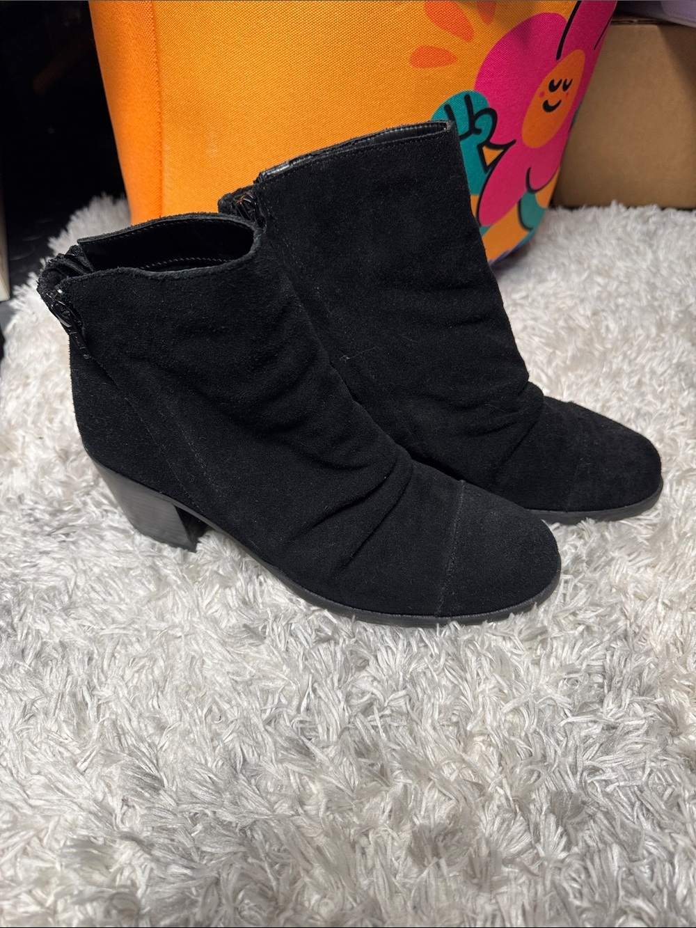 AEROSOLES Black Suede Ankle Booties